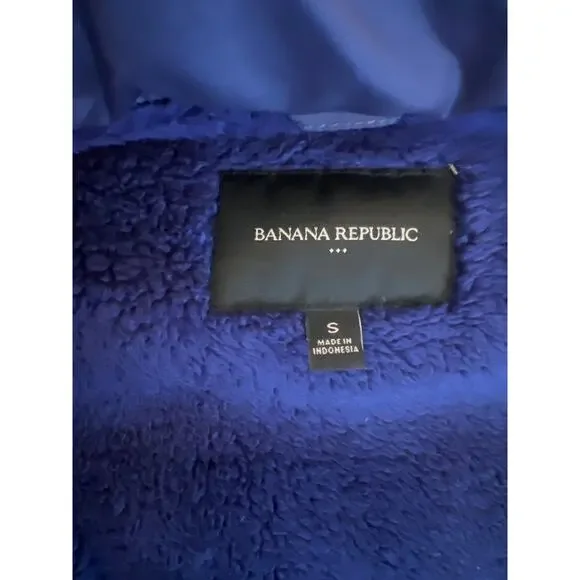 Banana Republic Faux Fur Puffer Quilted Winter Vest Blue Size Small - Picture 7 of 10